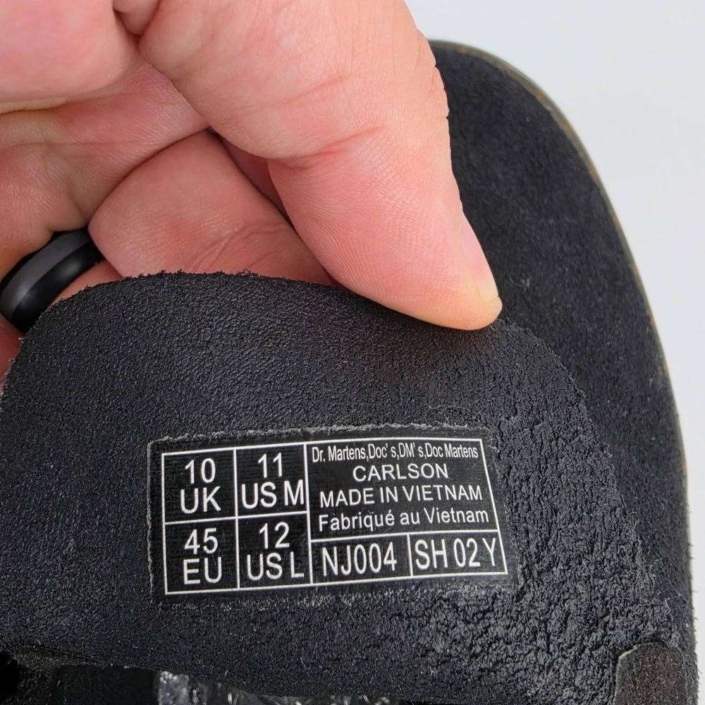 Dr. Martens Carlson Black Suede Lusso Mules Sandals Men 11 Women 12 Buckle Strap
